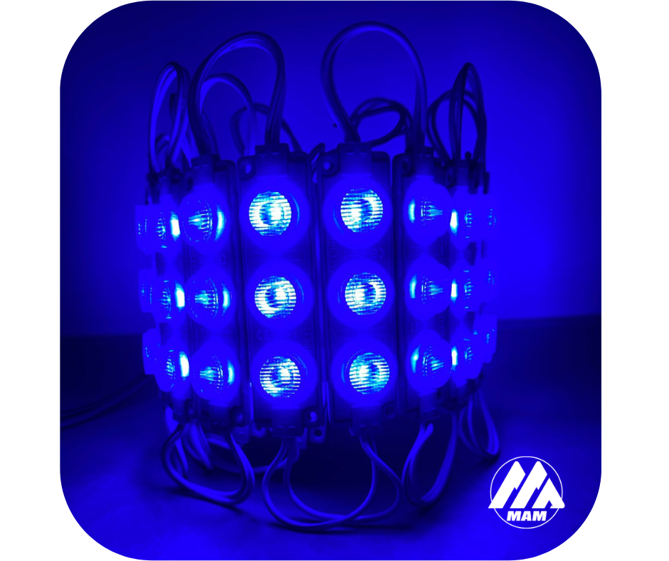 Módulos LED 3LED 3W 12V ó 24V Impermeables para Carros, Motos, Camiones, Buses y Avisos Luminosos – Colores Amarillo, Blanco, Rojo, Verde, Azul, Azul Ice, Morado y Rosado – Fácil Instalación