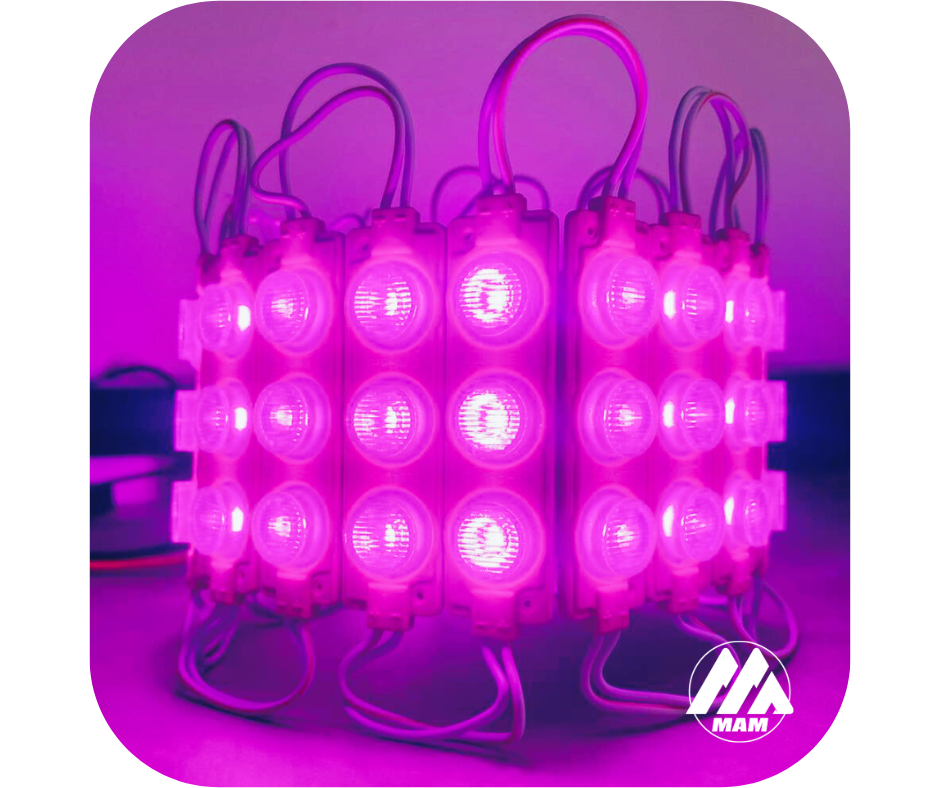 Módulos LED 3LED 3W 12V ó 24V Impermeables para Carros, Motos, Camiones, Buses y Avisos Luminosos – Colores Amarillo, Blanco, Rojo, Verde, Azul, Azul Ice, Morado y Rosado – Fácil Instalación