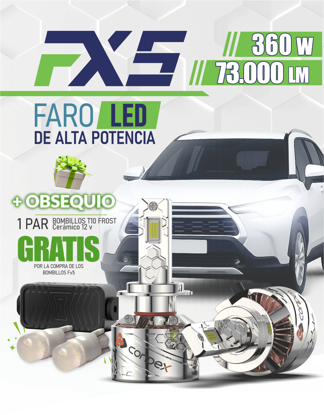 Faro LED FX5 Alta Potencia 360W 73.000 Lúmenes Reales | IP68 CANBUS | Luz LED para Moto, Carro, Camioneta, Camión y Bus | 12V / 24V | No Encandila | Garantía 1 Año | MAM Multi Accesorios Medellín