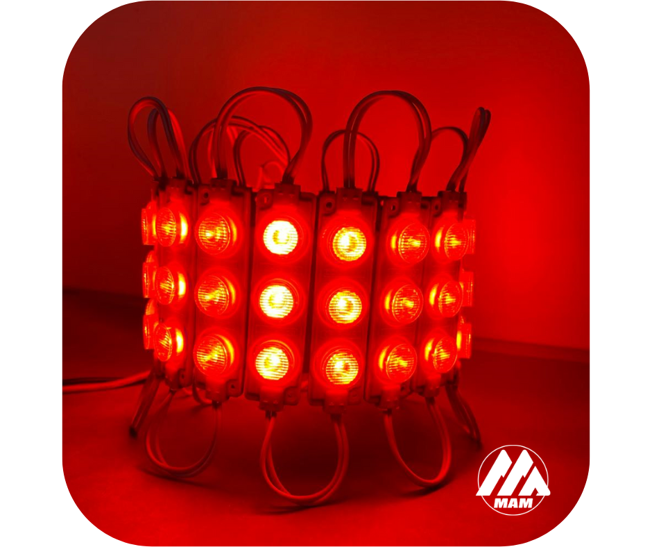 Módulos LED 3LED 3W 12V ó 24V Impermeables para Carros, Motos, Camiones, Buses y Avisos Luminosos – Colores Amarillo, Blanco, Rojo, Verde, Azul, Azul Ice, Morado y Rosado – Fácil Instalación