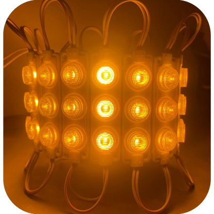 Módulos LED 3LED 3W 12V ó 24V Impermeables para Carros, Motos, Camiones, Buses y Avisos Luminosos – Colores Amarillo, Blanco, Rojo, Verde, Azul, Azul Ice, Morado y Rosado – Fácil Instalación