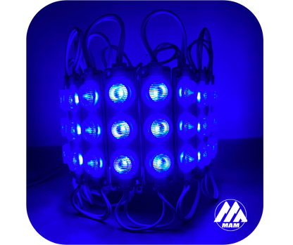 Módulos LED 3LED 3W 12V ó 24V Impermeables para Carros, Motos, Camiones, Buses y Avisos Luminosos – Colores Amarillo, Blanco, Rojo, Verde, Azul, Azul Ice, Morado y Rosado – Fácil Instalación