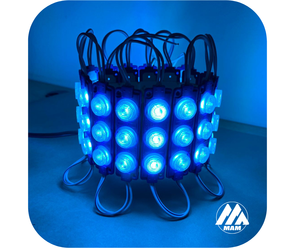 Módulos LED 3LED 3W 12V ó 24V Impermeables para Carros, Motos, Camiones, Buses y Avisos Luminosos – Colores Amarillo, Blanco, Rojo, Verde, Azul, Azul Ice, Morado y Rosado – Fácil Instalación