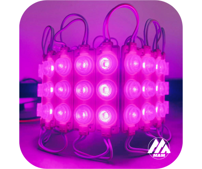 Módulos LED 3LED 3W 12V ó 24V Impermeables para Carros, Motos, Camiones, Buses y Avisos Luminosos – Colores Amarillo, Blanco, Rojo, Verde, Azul, Azul Ice, Morado y Rosado – Fácil Instalación