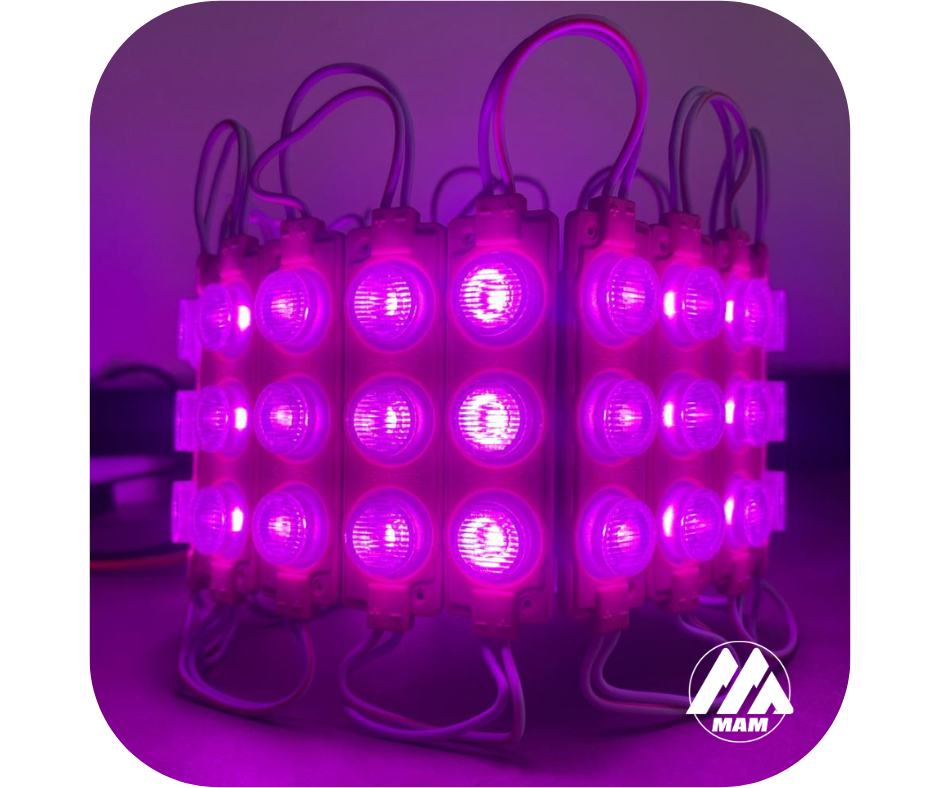 Módulos LED 3LED 3W 12V ó 24V Impermeables para Carros, Motos, Camiones, Buses y Avisos Luminosos – Colores Amarillo, Blanco, Rojo, Verde, Azul, Azul Ice, Morado y Rosado – Fácil Instalación