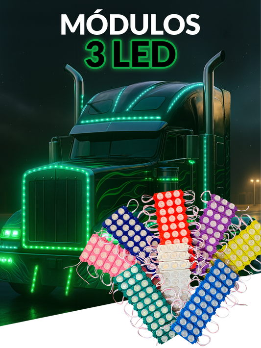 Módulos 3LED 3W 12V ó 24V para Carros, Motos, Camiones, Buses y Avisos publicitarios