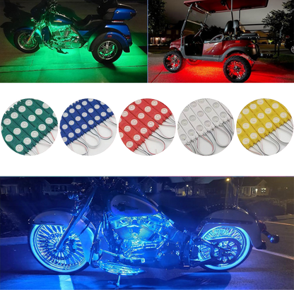 Módulos LED 3LED 3W 12V ó 24V Impermeables para Carros, Motos, Camiones, Buses y Avisos Luminosos – Colores Amarillo, Blanco, Rojo, Verde, Azul, Azul Ice, Morado y Rosado – Fácil Instalación