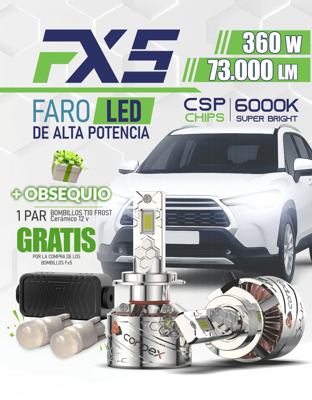Faro LED FX5 Alta Potencia 360W 73.000 Lúmenes Reales | IP68 CANBUS | Luz LED para Moto, Carro, Camioneta, Camión y Bus | 12V / 24V | No Encandila | Garantía 1 Año | MAM Multi Accesorios Medellín