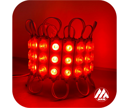 Módulos LED 3LED 3W 12V ó 24V Impermeables para Carros, Motos, Camiones, Buses y Avisos Luminosos – Colores Amarillo, Blanco, Rojo, Verde, Azul, Azul Ice, Morado y Rosado – Fácil Instalación